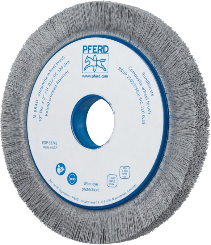 PFERD TOOLS COMPOSITE Rundbürste RBUP Ø 250x25x50,8 mm Bohrung SiC-Filament-Ø 1,10m Korn 120 stationär