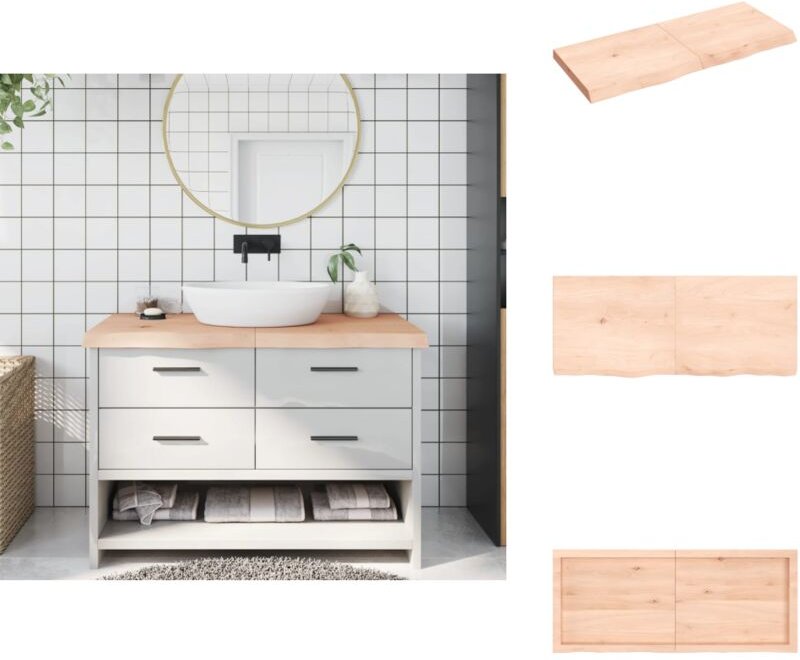 Waschtischplatte 120x50x(2-6) cm Massivholz Unbehandelt - Massiver Eichentisch - Eiche Arbeitsfläche - Holz Waschttisch ...