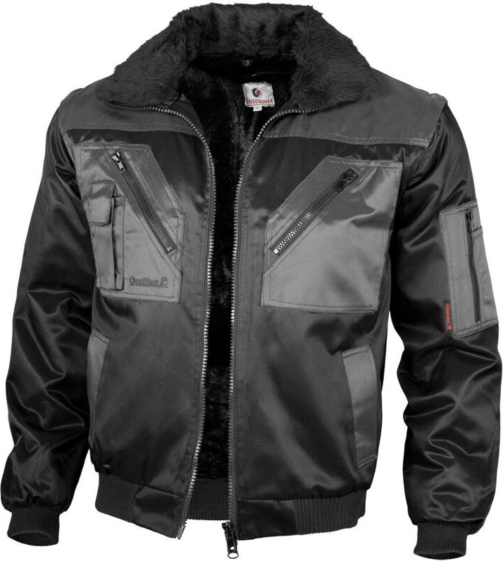 Thumbnail - Qualitex Pilotenjacke zweifarbig, Größe: M, Farbe: schwarz/grau