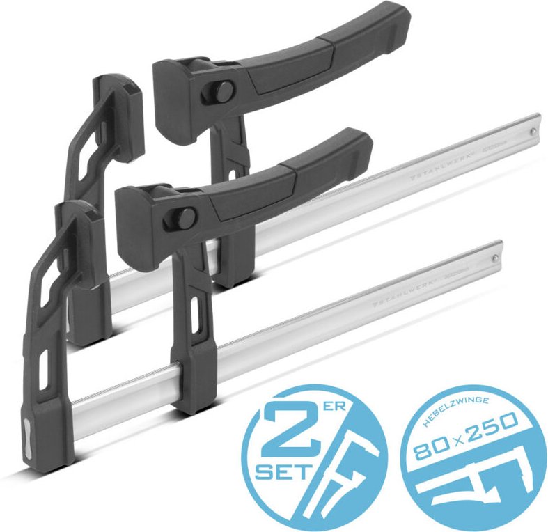 Stahlwerk - 2 x Hebelzwinge 80x250 mm Klemmzwinge 100kg Druckkraft Schnellspanner