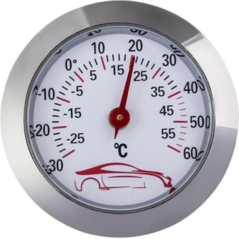 Thumbnail - Odipie - Thermometer Mini-Autothermometer -30 bis 60 ℃ Eingebaute Temperaturprüfanzeige 43 mm rundes Zifferblatt - Analo...