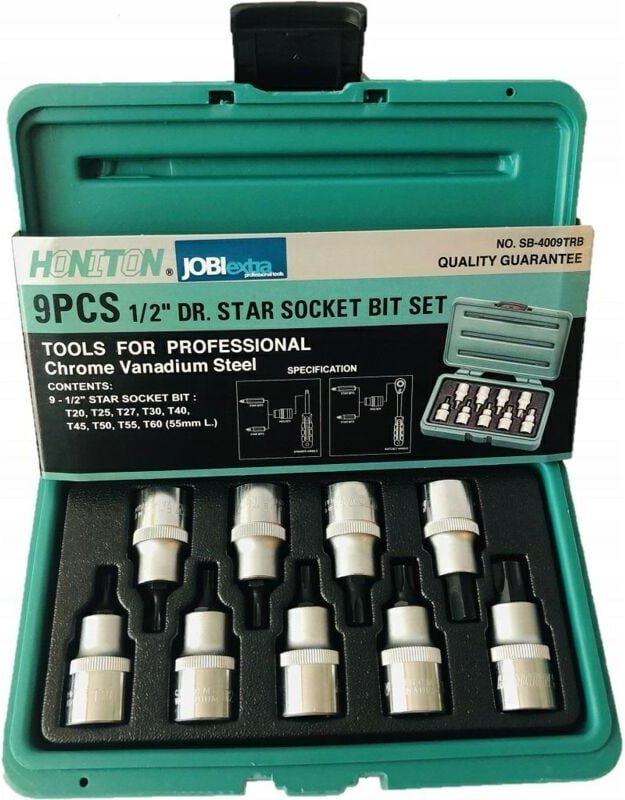 Thumbnail - Satz of 9 Torx-Schlüssel 1/2', Honiton, Profi-Modell, ideal für Präzisions- und Hochleistungsarbeiten, aus hochfestem, l...