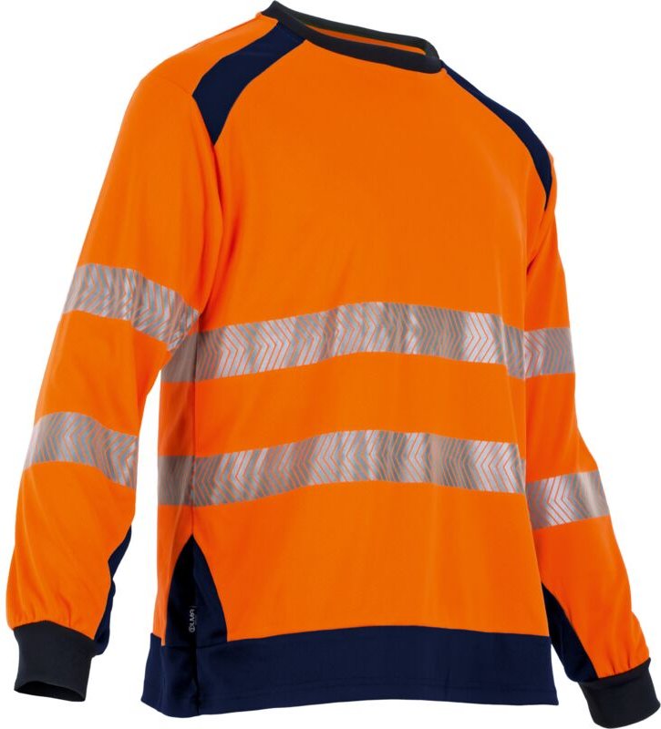 Arbeits-T-Shirt ML MAILLE HV REFLET - Marine/Neonorange 2XL