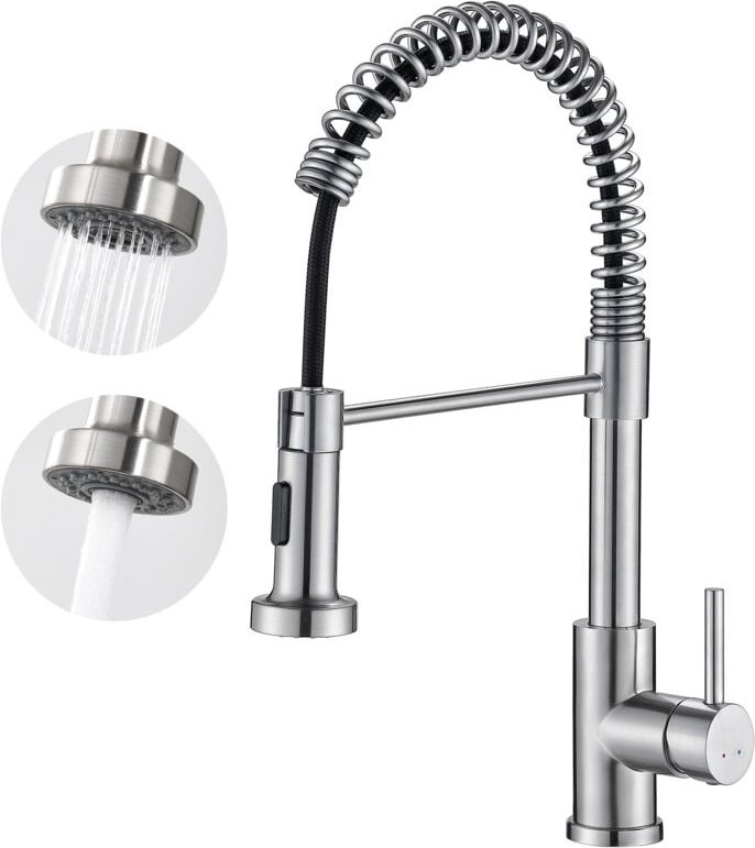 Auralum Hochdruck Küchenarmatur 360° Drehbare, Ausziehbar Wasserhahn Küche aus Edelstahl, 2 Strahlarten Spültischarmatur...