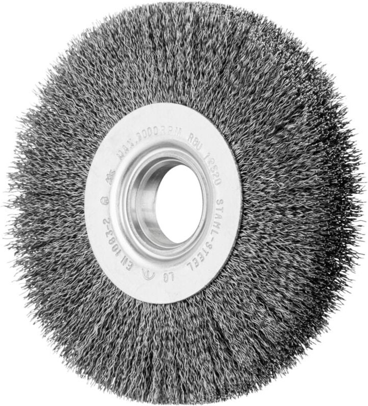 PFERD TOOLS Rundbürste breit ungezopft RBU Ø125x20xvariable Bohrung Stahl-Draht-Ø0,30 Schleifbock