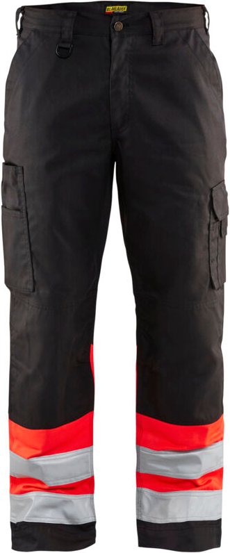 Thumbnail - Hochsichtbare Arbeitshose 1564 - Schwarz/Neonrot 3XL - FR(56) - SE(C62) - Normen