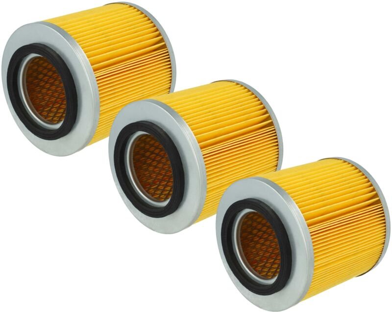 Filterset 3x Faltenfilter Ersatz für Kärcher 6.414-808.0 für Staubsauger - Filter, Patronenfilter, silber gelb - Vhbw