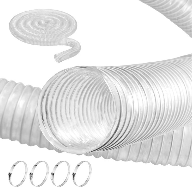 Staubsammelschlauch,2,5Zollx20 Fuß,verdicktes PVC-Material,durchstichfester,flexibler,transparenter Schlauch mit Kohlens...