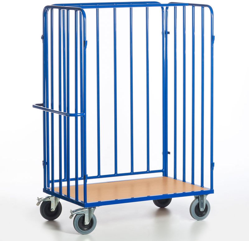 Rollcart Paketwagen 1880mm hoch 3 Wände offen mit Ladefläche im Buchendekor 1000x670mm