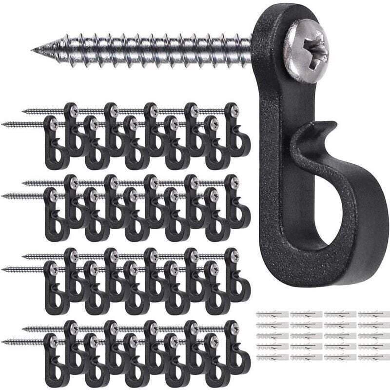 Q-Hanger, 40er-Pack Haken für Weihnachtslichterketten mit Kreuzschlitzschrauben für Garage, Silvester, Party, Außenberei...