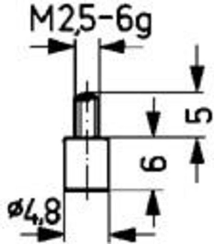 Messeinsatz ø 4,8 mm plan M2,5 Stahl passend zu Messuhren
