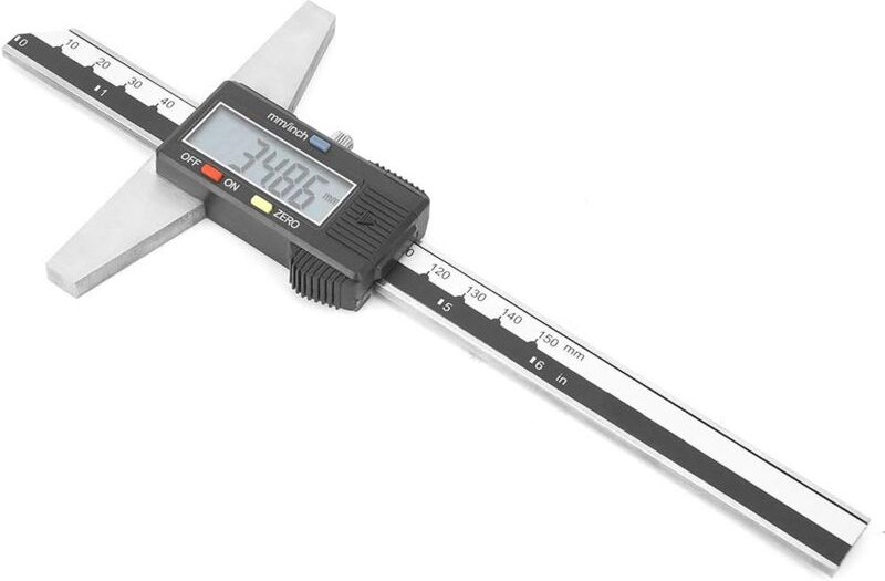 Aougo - 0-150 mm digitaler Tiefenmesser, 0,01 mm hochpräziser digitaler Messschieber aus Edelstahl mit mm/Zoll-Messsyste...