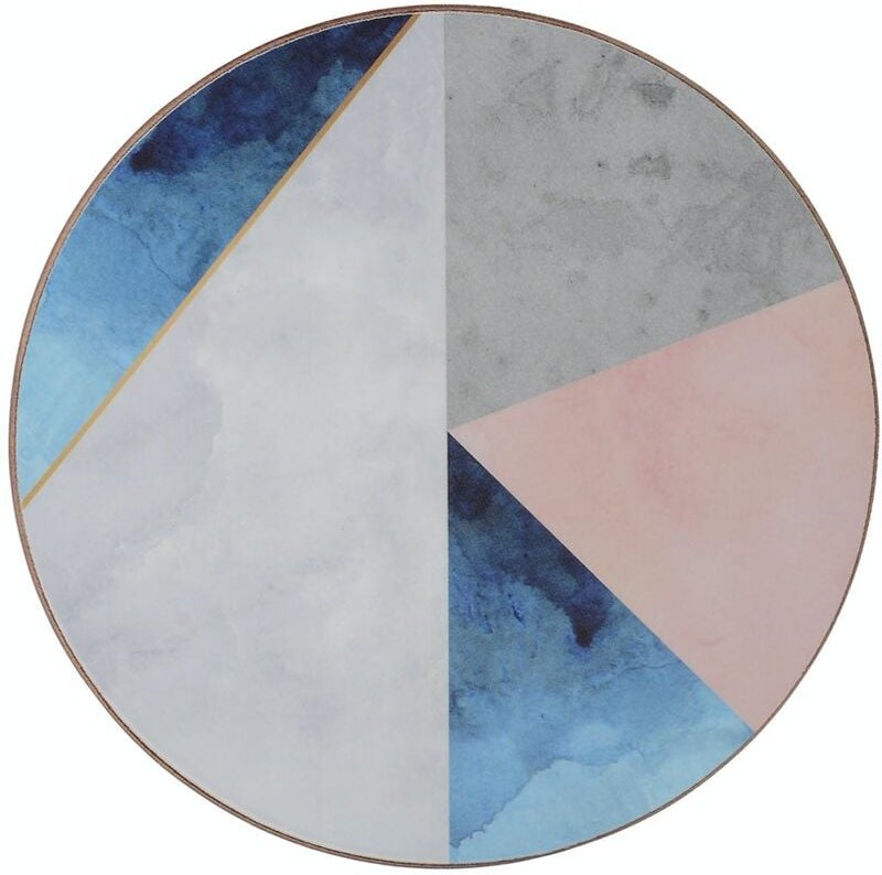 CREATIVE TOPS Runde Untersetzer mit Korkrücken, 4 Stück, geometrisches Palettendesign, 12 cm, Blau und Grau, Blau und Gr...