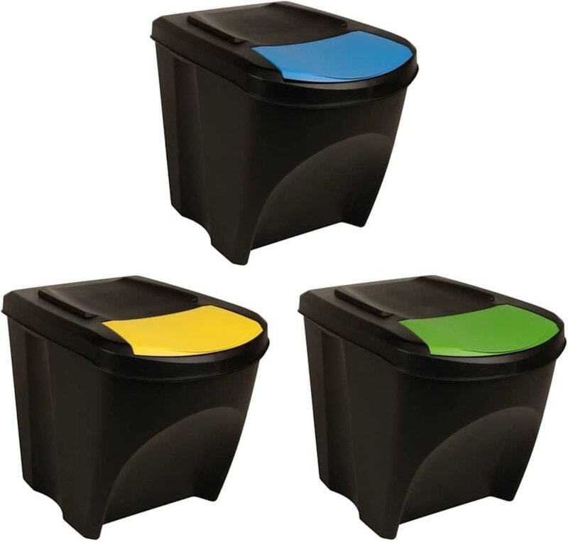 Stapelbare Mülleimer 3 Stk. Anthrazit 75 l Vidaxl