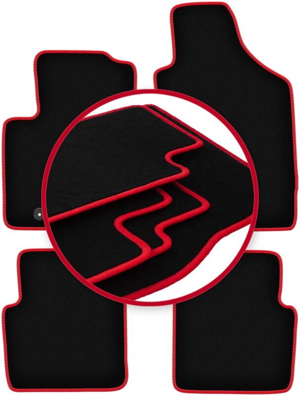 CARLUX-RED Autofußmatten für: Fiat 500 Cabrio, Schrägheck (2007-2013)