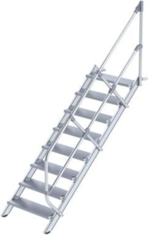 Günzburger Steigtechnik Treppe 45° Stufenbreite 800 mm 8 Stufen Aluminium geriffelt - 600268
