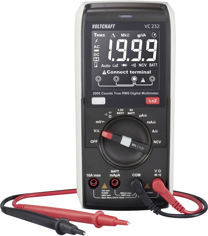 Thumbnail - Voltcraft - VC232 Hand-Multimeter kalibriert (iso) digital cat iii 600 v Anzeige (Counts): 2000