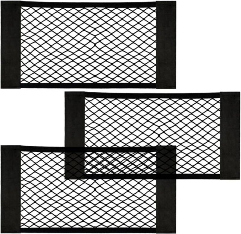 Kofferraum Netztasche 3 Stück Auto Gepäcknetz, 50 x 25cm, Universal Kofferraumnetz Schutznetz Elastisch Kofferraum Aufbe...