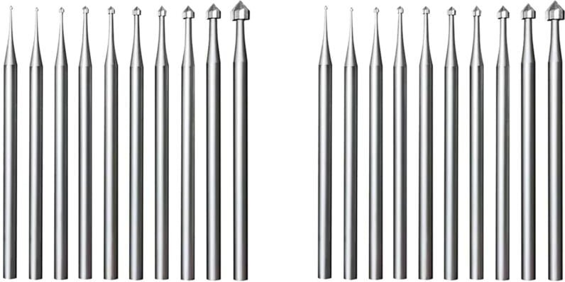 20 Stück Fräser für Fassen Von Schmuck - 3/32--Schaftfräser für Fassen Von Steinen, Zylinderform, Kegelförmige Werkzeuge...