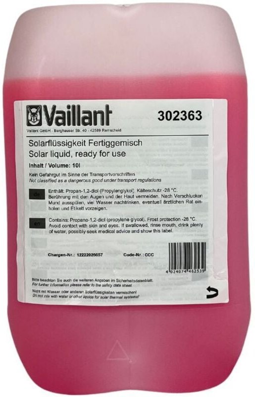 Vaillant - Hochleistungs-Solarflüssigkeit Fertiggemisch 10 l mit Frostschutz bis -28 °c
