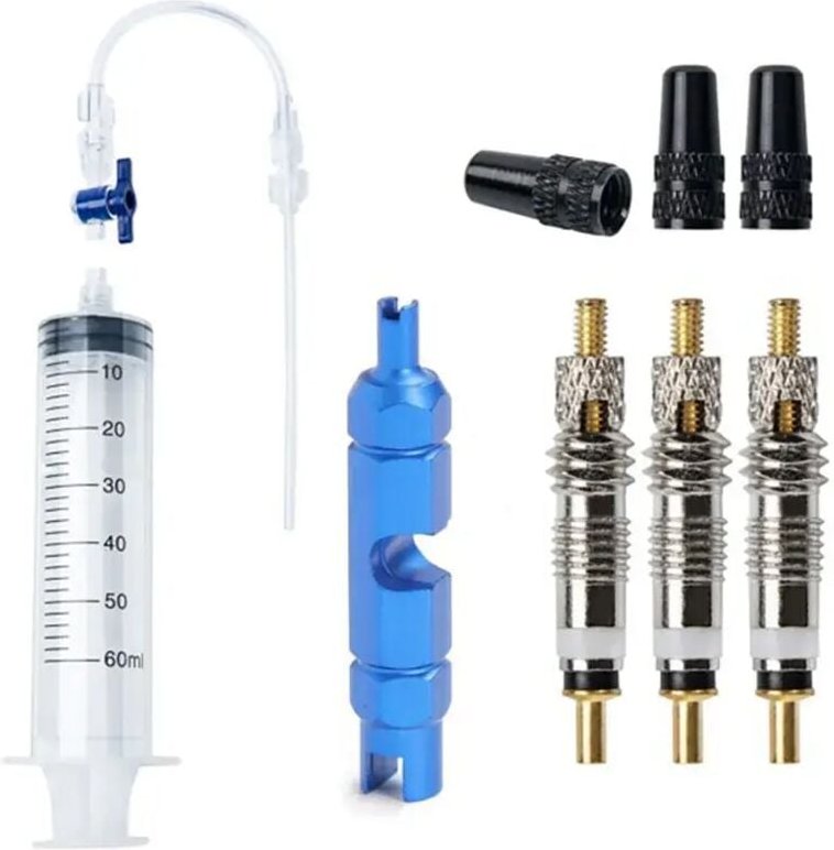 60 ml Fahrrad-Flüssigkeits-Injektionswerkzeug-Set für schlauchlose Reifen, Injektorspritze für schlauchlose Reifen, Gumm...