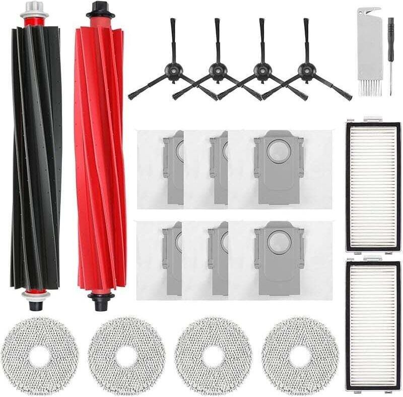 Accessoires pour aspirateur Roborock Qrevo Master, contient 1 brosse principale, 2 filtres hepa, 6 sacs à poussière, 4 c...