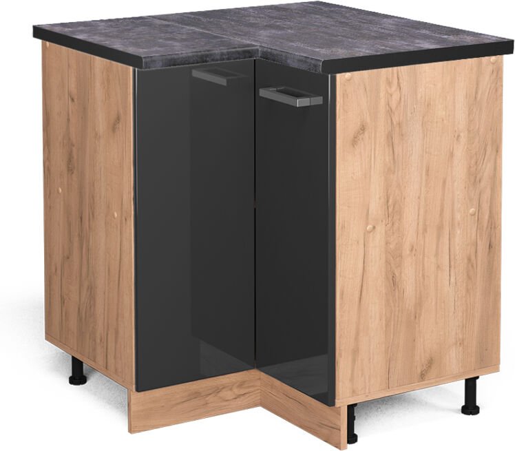Vicco - Eckunterschrank R-Line, Anthrazit Hochglanz, 75.6 cm, ap Anthrazit