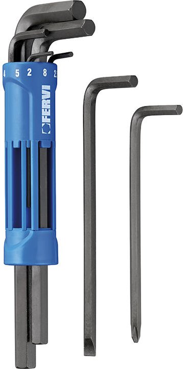 Satz mit 8 Inbusschlusseln 2-10 mm mit Mehrzweckgriff Fervi 0558/ge