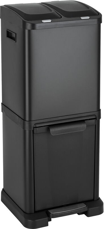 SVITA Mülleimer 2x8L + 16L Abfalleimer Mülltrennung Müllsammler Schwarz
