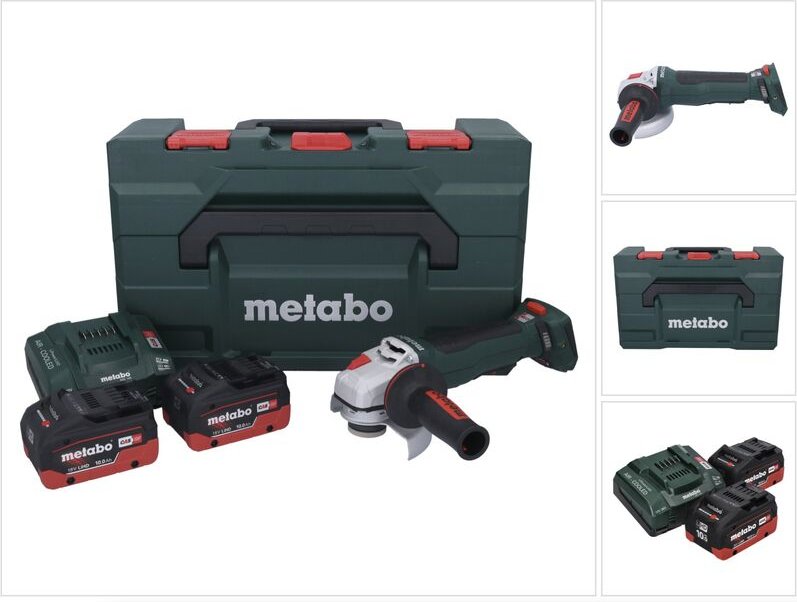 Metabo WPB 18 LT BL 11-125 Quick Akku Winkelschleifer 18 V 125 mm Brushless + 2x Akku 10,0 Ah + Ladegerät + metaBOX