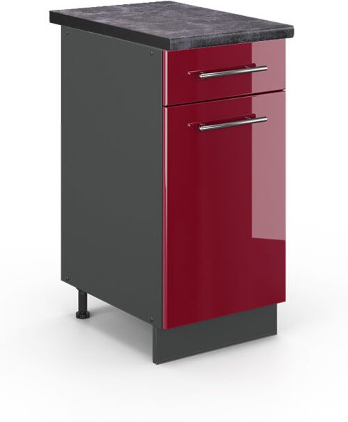 Vicco - Küchenunterschrank Fame-Line, Bordeaux Hochglanz, 40 cm , ap Anthrazit