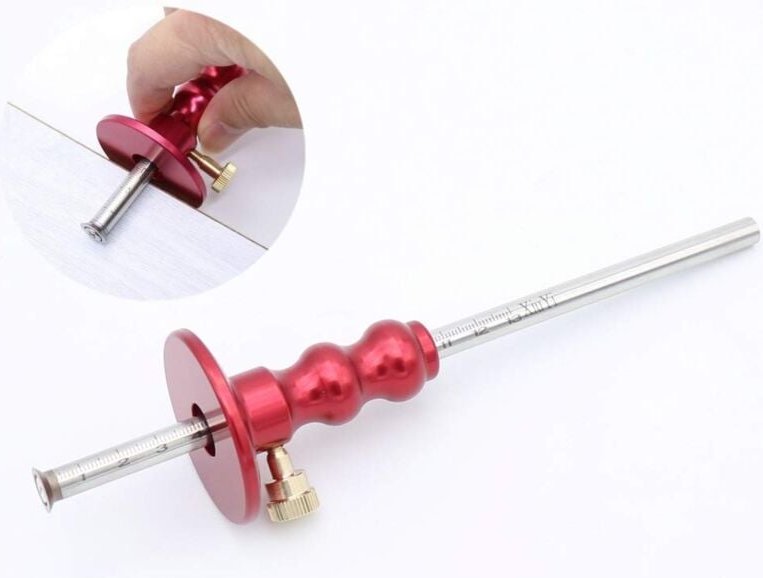 Fitags - 0–130 mm Holzmarkierungswerkzeug – Radlehre für die Holzbearbeitung, (rot)