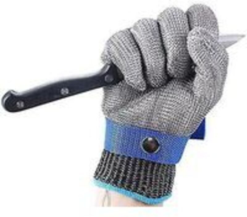 Ersandy - Schnittfeste Handschuhe aus 316L-Edelstahl, Metzgerhandschuhe, Schutzstufe 5, Arbeitshandschuh xl (ein Handsch...