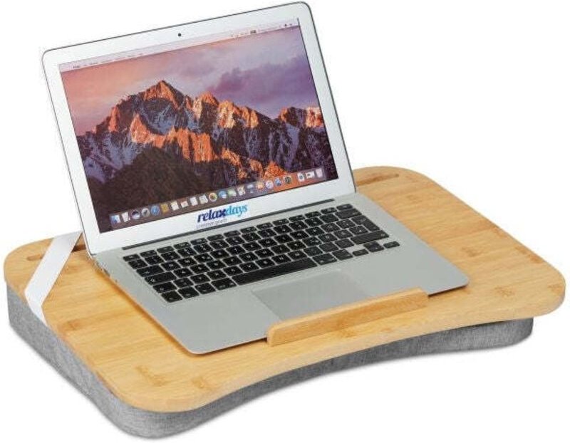 Grey lapdesk with bamboo tray