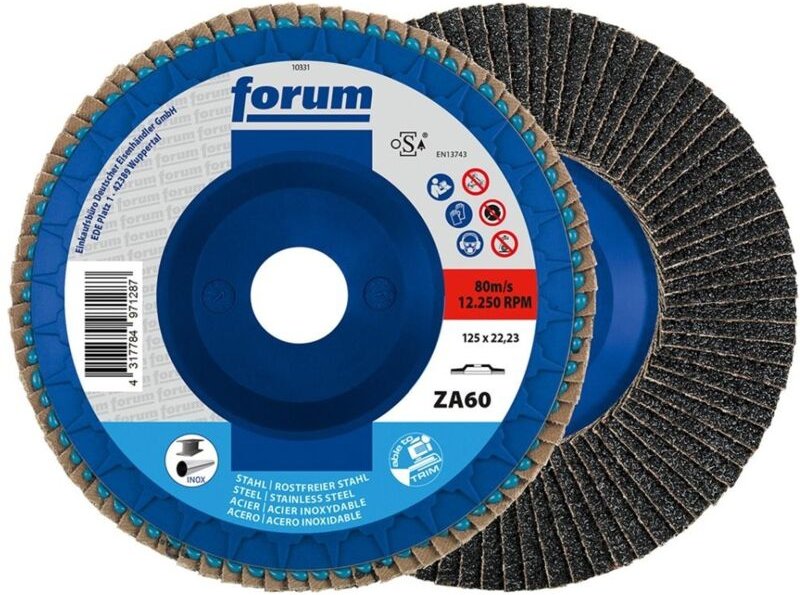 Forum - 1 Stück Fächerschleifscheibe gewölbt trimmbar 125 mm zk 40