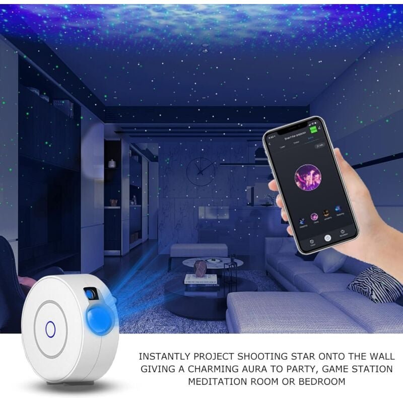 Spike-Projektor, Bunter Sternenhimmel-Projektor, Tuya Smart Einstellbarer Nebelprojektor, Nachtlicht, Sprachsteuerung, 5...