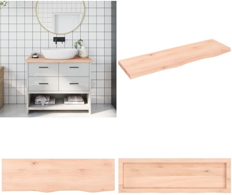 Waschtischplatte 100x30x(2-4) cm Massivholz Unbehandelt - Waschtischplatte - Eiche - Holzarbeitsplatte - Badrenovierung ...