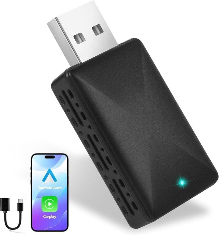 Kabelloser Adapter für CarPlay und Android Auto, Plug & Play, USB C/USB-A, Kompatibel mit iOS 10+/Android 11+, Geeignet ...