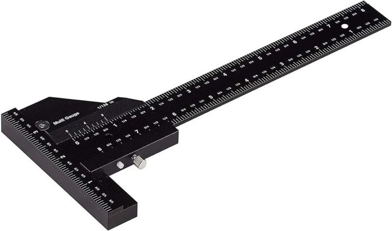 Tischlerlineal, multifunktionales Holzbearbeitungs-Anreißlineal, Aluminium-T-förmiges Lineal, Anreißgerät, 0–280 mm Mess...