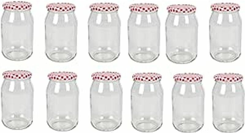 12 x Einmachglas 900ml Vorratsglas Einweckglas Konserve Schraubdeckel kariert
