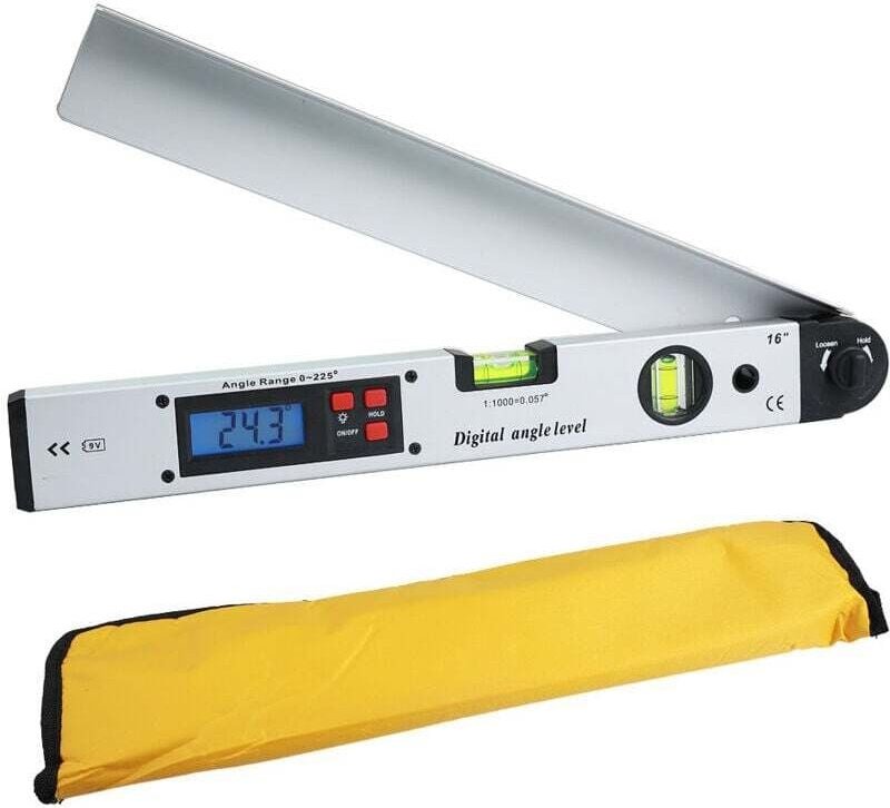400 mm/16 Zoll 0–225 ° digitales Goniometer, digitales horizontales Winkellineal, LCD-Hintergrundbeleuchtung, horizontal...