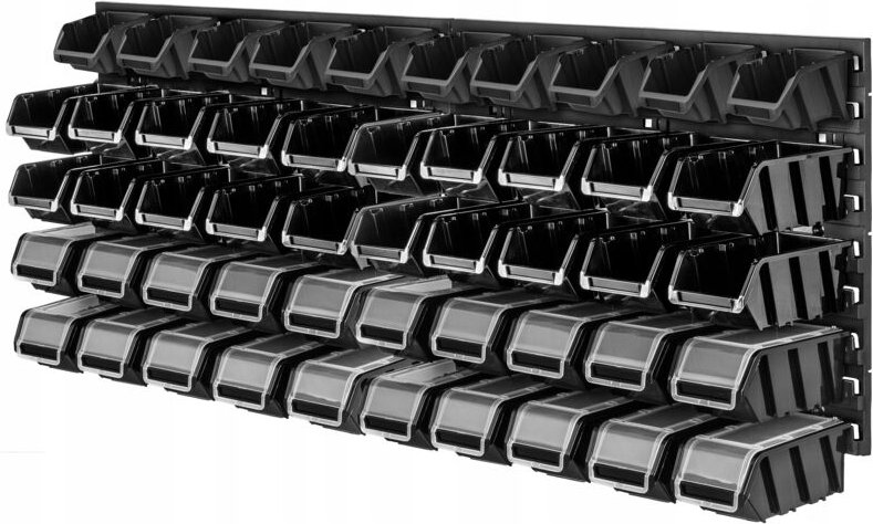 Werkstattwandregal, Wandplatten, 116 x 39 cm, Schwarz, 50 tlg. - Kadax