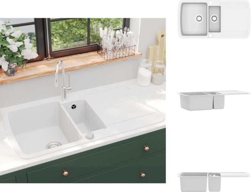 Küchenspülen & Spülbecken - Living Granitspüle Doppelbecken Weiß - Weiß