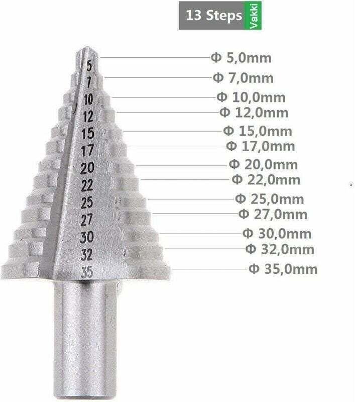 HSS-Stufenbohrer, Doppelschlitz konisch (5mm-35mm), Titanbeschichtung, perfekt für Schraubendreher, Bohren von Stahl und...
