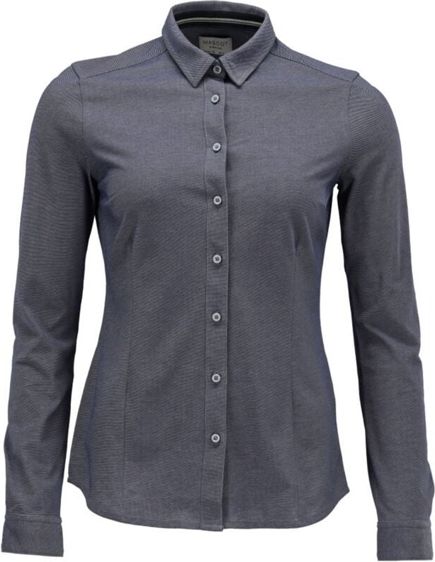 Hemd, moderne Damenpassform, Stretch Damenbluse Gr. 44, blau-meliert - Mascot