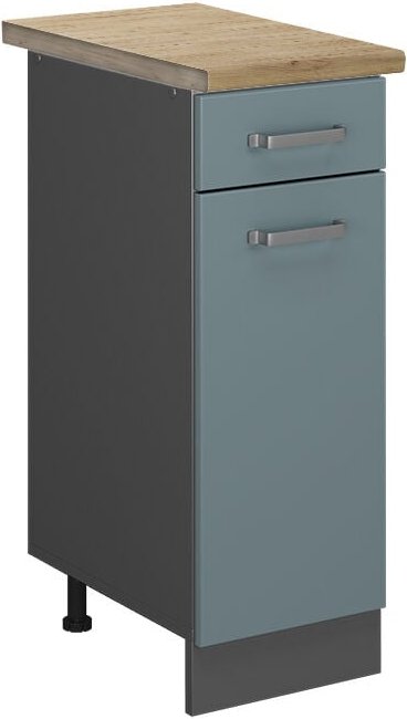 Vicco - Küchenunterschrank R-Line, Blau-Grau, 30 cm , ap Eiche