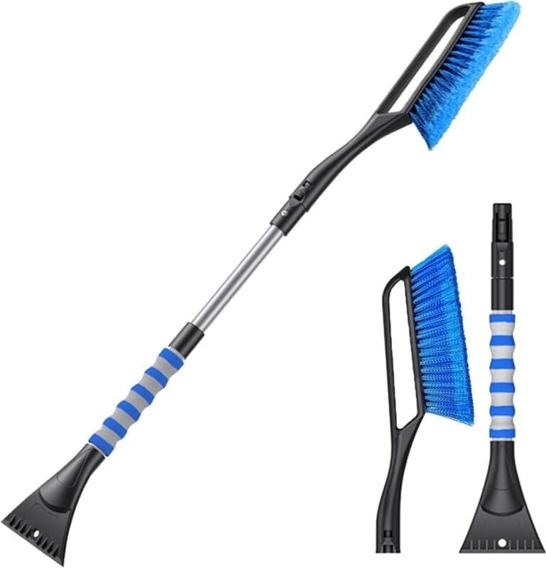 2-in-1-Eiskratzer fürs Auto, Auto-Schneebürste mit Besen, Scheibenschaber mit Handbürste, abnehmbare Eiskratzerklinge fü...
