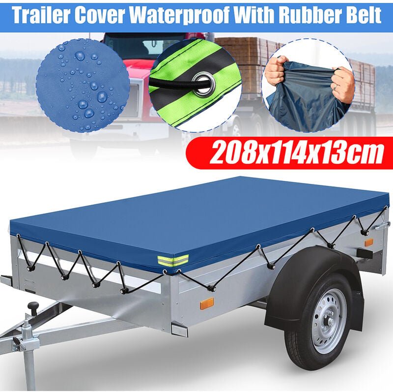 Trailer Cover Wasserdichter Staubschutz mit elastischer Kabeldurchführung 208x114x13cm Blau Hasaki