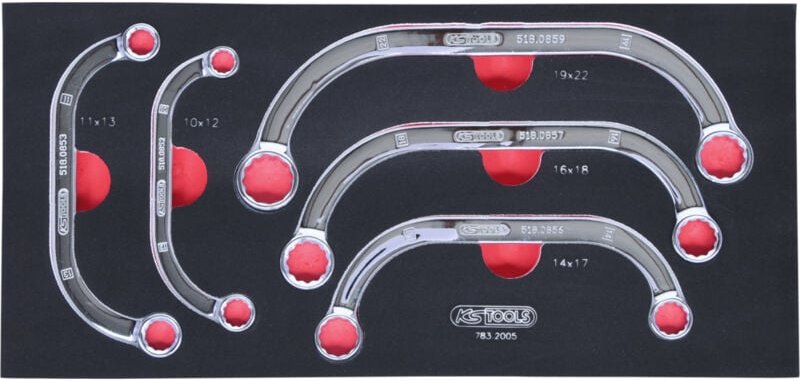 Polygonale Halbmond-Schlüsselmodule, 5 Stück