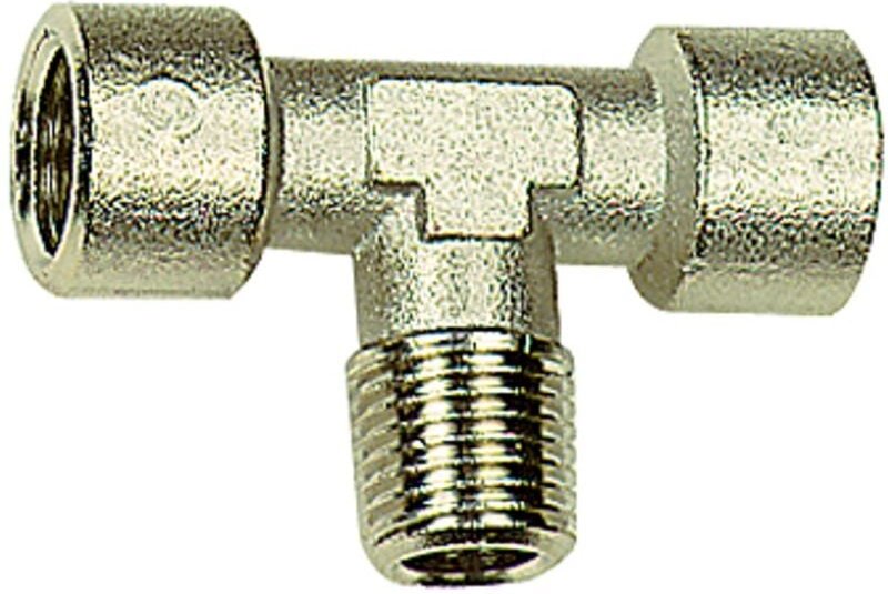 T-Stück, innen/außen/innen, g/r 3/4, sw 25, Messing vernickelt - Riegler